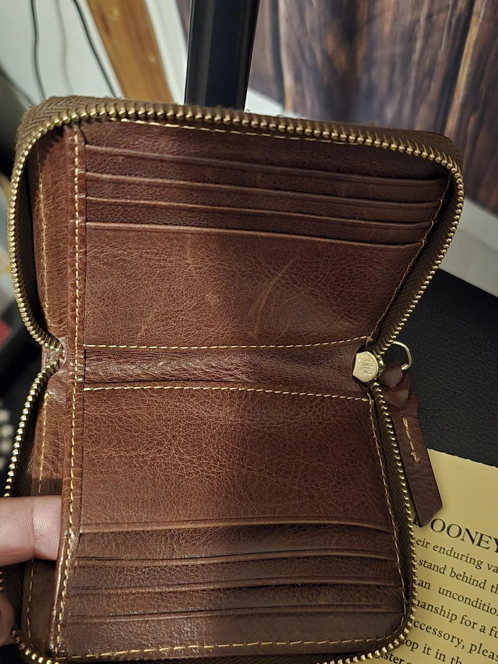 Dooney & Bourke Brown Leather Zip Wallet